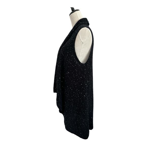 Alice + Olivia Cardigan Sweater Womens Small Black Sequin Open Front Vest Draped - Picture 5 of 10